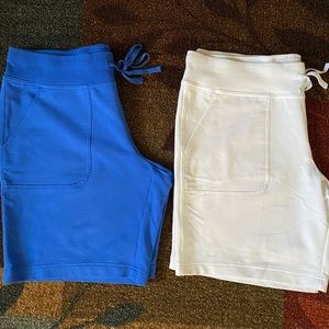 1-Blue & 1-white Athletic cotton shorts NWOT they were never worn, size Lg 12-14